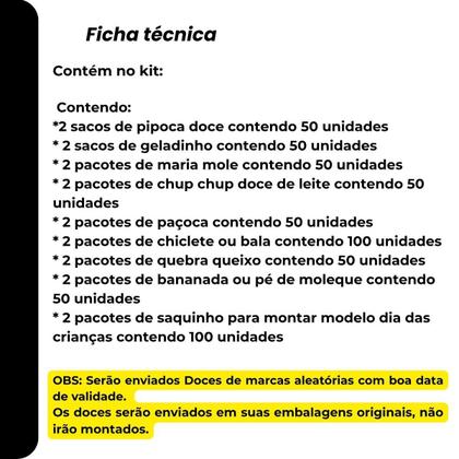 Imagem de Kit Doces Sortidos Dia das Crianças p/ Montar 100 Saquinhos