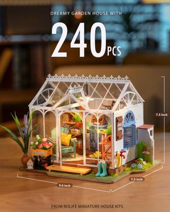 Imagem de Kit Dollhouse Rolife Dreamy Garden House com LED em escala 1/24