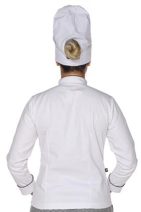 Imagem de Kit Dolmã chef cozinha feminino algodão + Chapéu de chef cozinha