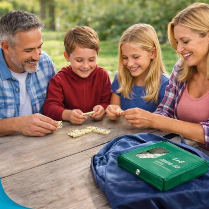 Imagem de Kit Dominó 28 Peças Caixa Compacta Resistente Lazer Família Viagem em estoque
