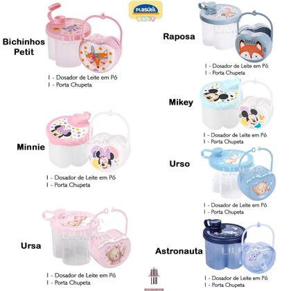 Imagem de Kit Dosador de Leite em Pó 3 Divisórias e Porta Chupeta com Alça