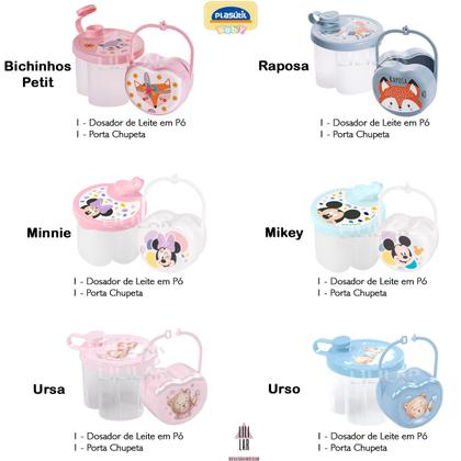 Imagem de Kit Dosador de Leite em Pó 3 Divisórias e Porta Chupeta com Alça