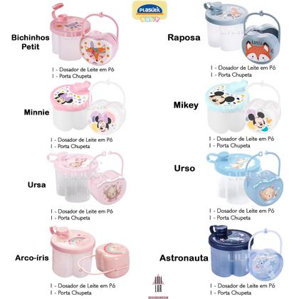 Imagem de Kit Dosador de Leite em Pó 3 Divisórias e Porta Chupeta com Alça