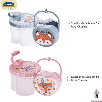 Imagem de Kit Dosador de Leite em Pó 3 Divisórias e Porta Chupeta com Alça