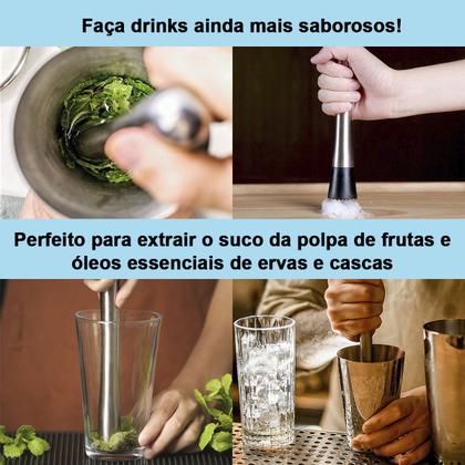 Imagem de Kit Dosador Drink Jigger De Bebidas Colher Bailarina Socador Caipirinha Bar Bartender Barman Inox