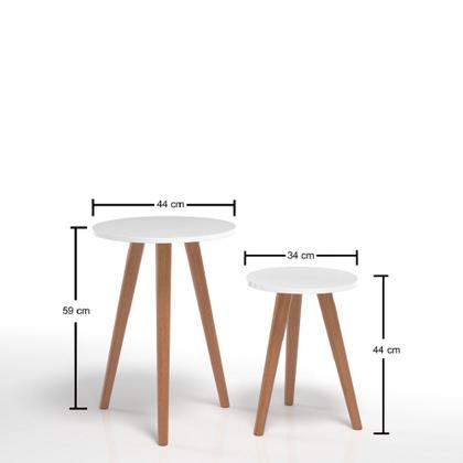 Imagem de Kit Duas Mesinhas Redondas Retro e Mesinha Encaixe Sofá Sala