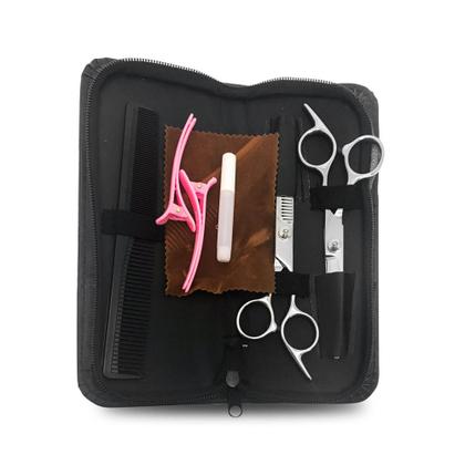 Imagem de Kit Duas Tesouras Profissionais Com Estojo Pente Corte Profissional Salão Cabelo Masculino Feminino