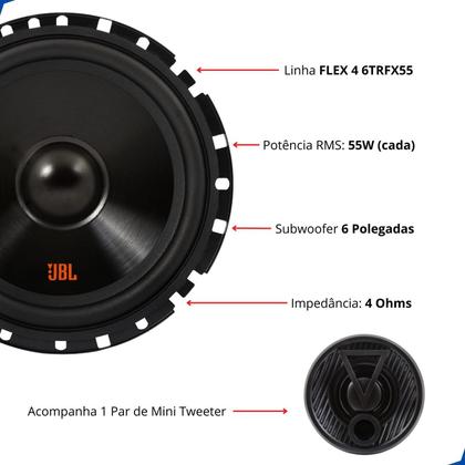 Imagem de Kit Duas Vias Jbl Flex 4 Alto Falantes 6 Polegadas 55w Rms