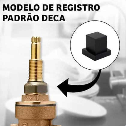 Imagem de Kit Ducha Chuveiro Slim Quadrado 20x20cm Inox 304 Preta com Braço + Acabamento de Registro para Chuveiro Preto 