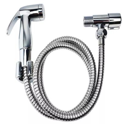 Imagem de Kit Ducha Higiênica Chuveirinho Cromada C/ Suporte 1/4 Volta ABS Higo