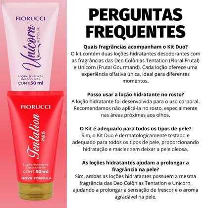 Imagem de Kit Duo Loção Hidratante Fioruci Unicorn e Tentantion 50ml
