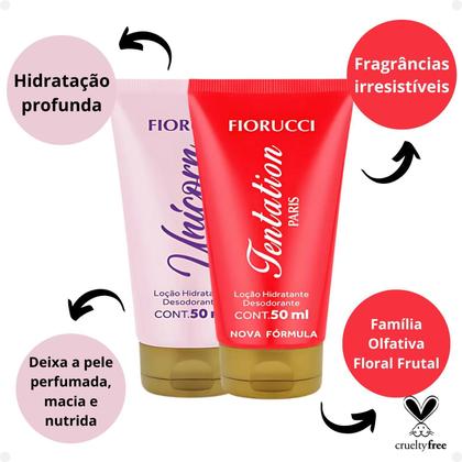 Imagem de Kit Duo Loção Hidratante Fioruci Unicorn e Tentantion 50ml