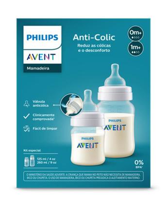 Imagem de Kit Duplo Mamadeira Anti Cólica125/260 ml Philips Avent