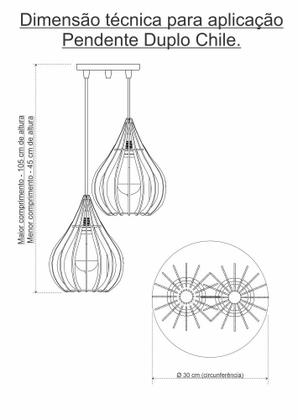 Imagem de Kit Duplo Pendente Chile, Luminária de Teto Cozinha e Sala, Lustre Gota Rústico em Madeira MDF (18x25cm) VÁRIAS CORES -  CRIALUX