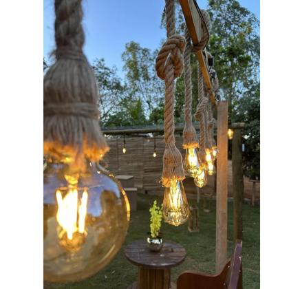 Imagem de Kit Duplo Pendente de Teto Corda Sisal 1m Premium Rústico e Sofisticado