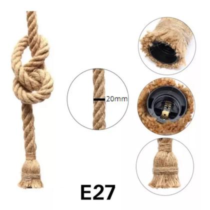 Imagem de Kit Duplo Pendente de Teto Corda Sisal 1m Premium Rústico e Sofisticado