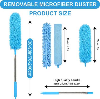 Imagem de Kit Duster iHUFeather de 4 peças de microfibra com poste de extensão de 2,1 m