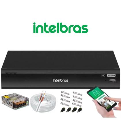 Imagem de Kit Dvr 4 Canais inteligente Intelbras Imhdx 1104 Full Hd + Cabo + fonte + Conectores