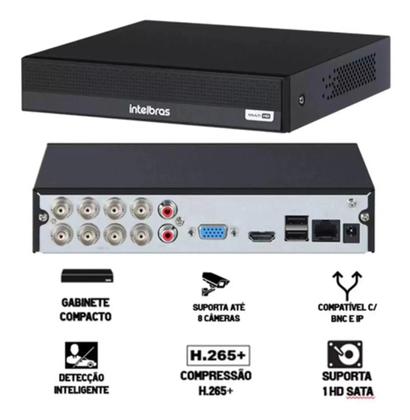 Imagem de Kit dvr Intelbras 8 canais 1TB 4 câmeras Full HD 1080P 2MP 20m Completo