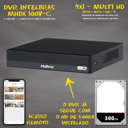 Imagem de Kit Dvr Intelbras 8 Canais H.265 6 Câmeras Full Hd 20 Metros