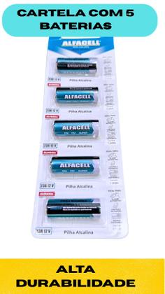 Imagem de Kit e Conjunto com 5 Pilhas Bateria Alcalina 23A 12V