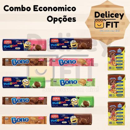 Imagem de Kit Economico Biscoitos Recheados Achocolatado Plugados Adria Bono Pira Kids Com 10 Unidades Bolacha
