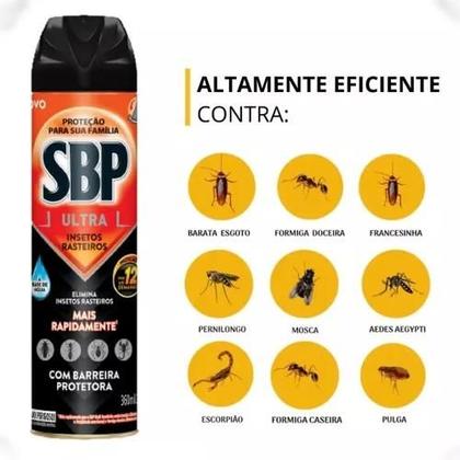Imagem de Kit Econômico com 4 Inseticidas SBP Ultra 380ml  Ação Poderosa Contra Insetos Rasteiros