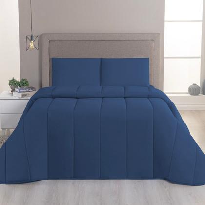 Imagem de Kit Edredom Casal 04 Pçs Malha 100% Algodão Dupla Face Liso