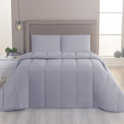 Imagem de Kit Edredom Casal 04 Pçs Malha 100% Algodão Dupla Face Liso