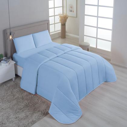 Imagem de Kit Edredom Casal 04 Pçs Malha 100% Algodão Dupla Face Liso