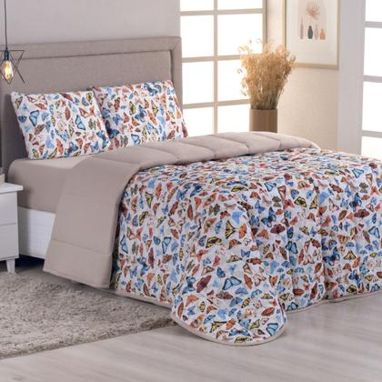 Imagem de Kit Edredom Casal 04 Pçs Malha 100% Algodão Dupla Face