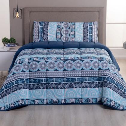 Imagem de Kit Edredom Casal 04 Pçs Malha 100% Algodão Dupla Face