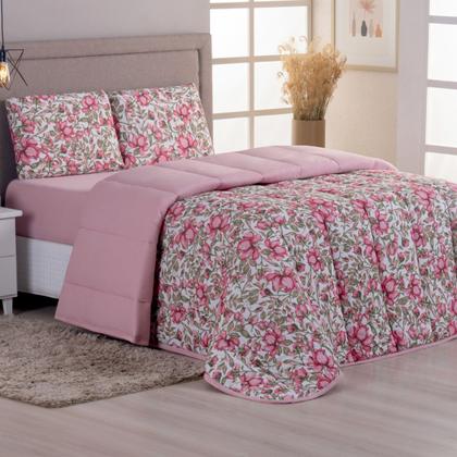 Imagem de Kit Edredom Casal 04 Pçs Malha 100% Algodão Dupla Face