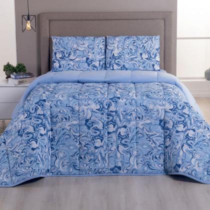 Imagem de Kit Edredom Casal 04 Pçs Malha 100% Algodão Dupla Face