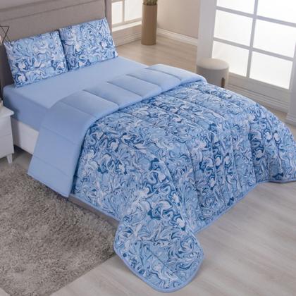 Imagem de Kit Edredom Casal 04 Pçs Malha 100% Algodão Dupla Face