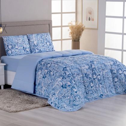 Imagem de Kit Edredom Casal 04 Pçs Malha 100% Algodão Dupla Face