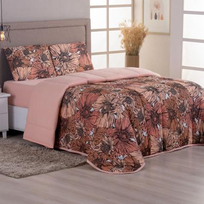 Imagem de Kit Edredom Casal 04 Pçs Malha 100% Algodão Dupla Face