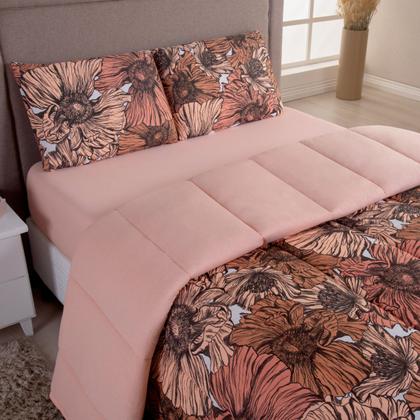 Imagem de Kit Edredom Casal 04 Pçs Malha 100% Algodão Dupla Face