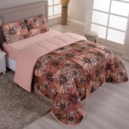 Imagem de Kit Edredom Casal 04 Pçs Malha 100% Algodão Dupla Face