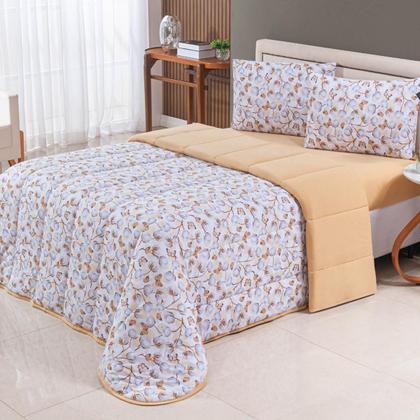 Imagem de Kit Edredom Casal 04 Pçs Malha 100% Algodão Dupla Face