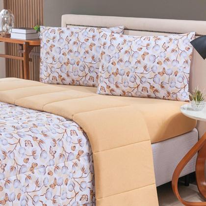 Imagem de Kit Edredom Casal 04 Pçs Malha 100% Algodão Dupla Face