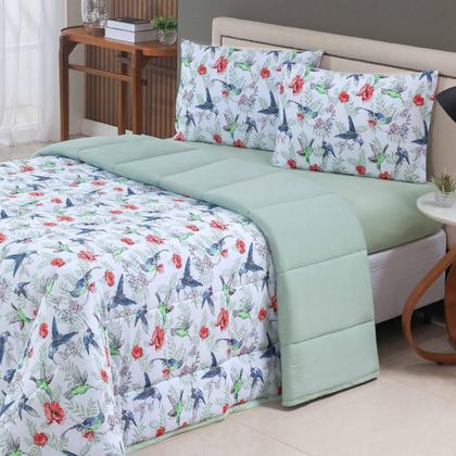 Imagem de Kit Edredom Casal 04 Pçs Malha 100% Algodão Dupla Face