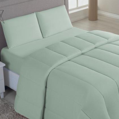 Imagem de Kit Edredom Casal King 04 Pçs Malha 100% Algodão Dupla Face Liso