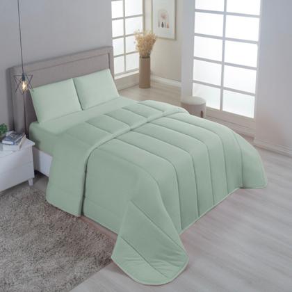 Imagem de Kit Edredom Casal King 04 Pçs Malha 100% Algodão Dupla Face Liso