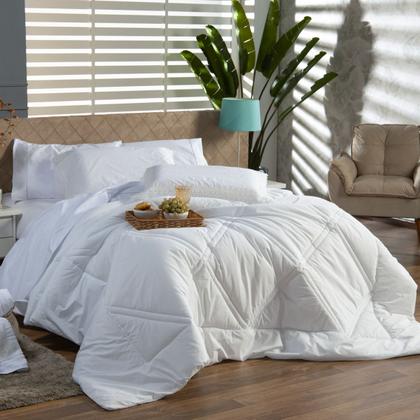 Imagem de Kit Edredom CASAL PADRÃO 03 Peças Liso Florença Guipir Dupla Face com Fronhas Tecido Percal Algodão 200 Fios Macio Conjunto Jogo Cama Cobertor Renda