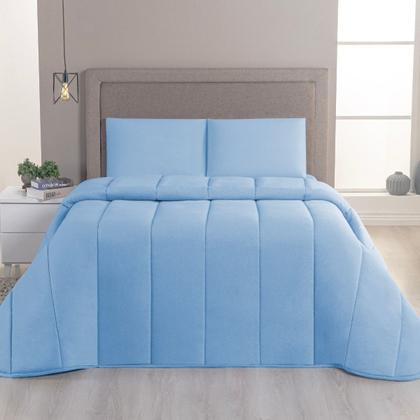 Imagem de Kit Edredom Casal Queen 04 Pçs Malha 100% Algodão Dupla Face Liso