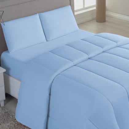 Imagem de Kit Edredom Casal Queen 04 Pçs Malha 100% Algodão Dupla Face Liso