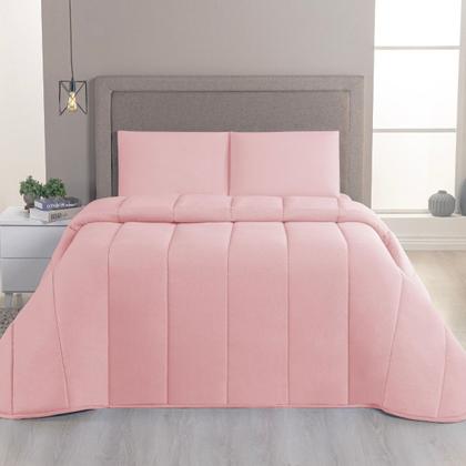 Imagem de Kit Edredom Casal Queen 04 Pçs Malha 100% Algodão Dupla Face Liso