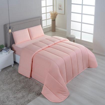 Imagem de Kit Edredom Casal Queen 04 Pçs Malha 100% Algodão Dupla Face Liso