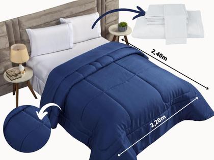 Imagem de Kit Edredom Casal Queen 400 Fios + Lençol Com Fronhas Toque acetinado